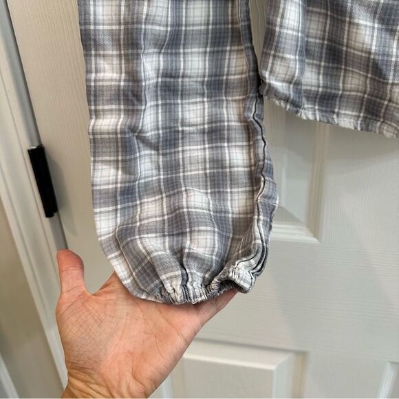 Abercrombie & Fitch plaid square neck puffy sleeve shirred back blouse size XS - Picture 4 of 9